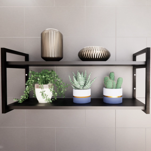 Prateleira Industrial Axial Kit Completo para Escrit�rio, Sala e Cozinha MDF 40x90x30cm (AxLxP)
