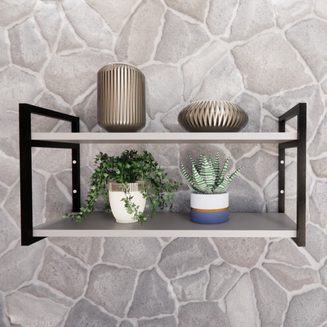 Prateleira Industrial Axial Kit Completo para Escrit�rio, Sala e Cozinha MDF 40x80x30cm (AxLxP)