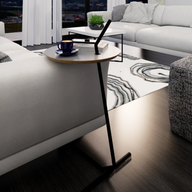 Mesa Preta Auxiliar Industrial Axial - Design Minimalista em Metal para Sala e Escrit�rio