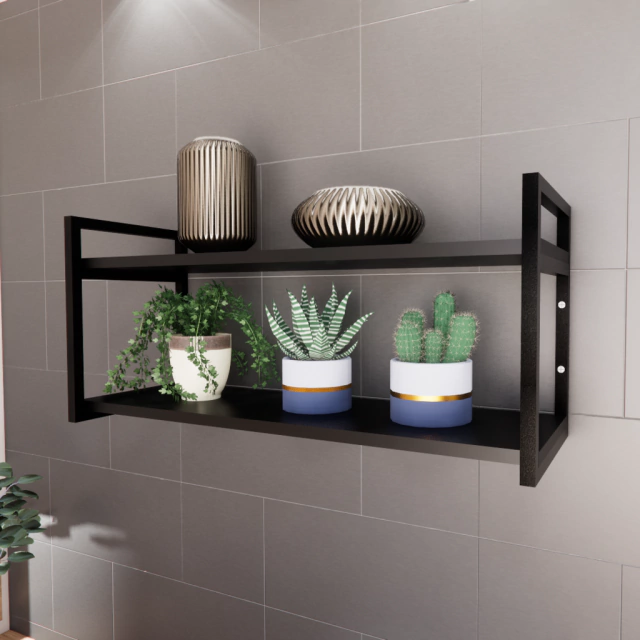 Prateleira Industrial Axial Kit Completo para Escrit�rio, Sala e Cozinha MDF 40x90x30cm (AxLxP)