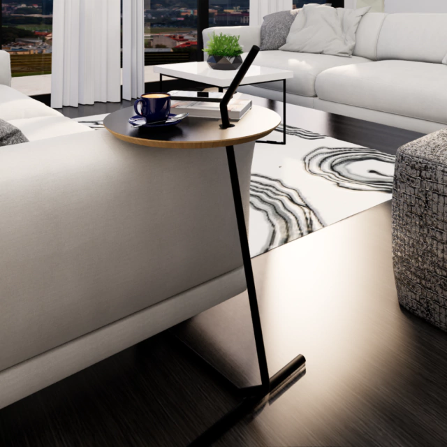 Mesa Preta Auxiliar Industrial Axial - Design Minimalista em Metal para Sala e Escrit�rio
