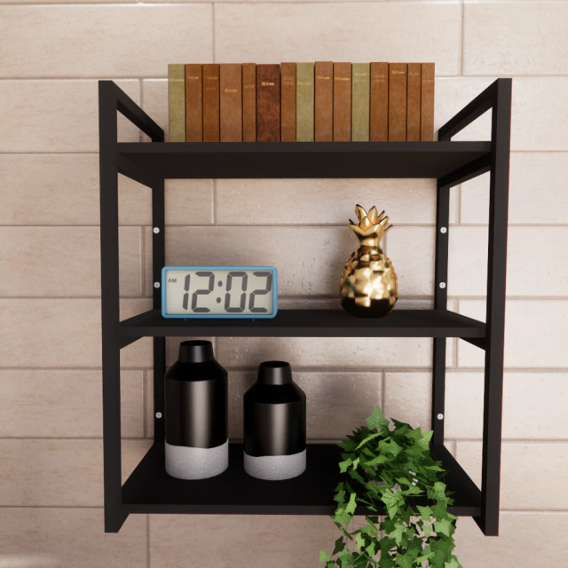 Prateleira Industrial Axial Kit Completo para Escrit�rio, Sala e Cozinha MDF 68x50x30cm (AxLxP)